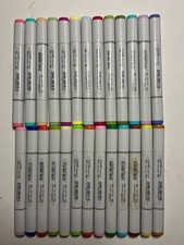 Copic Sketch Markers Lot of 26 dual tip brush/fine tip, used, assorted
