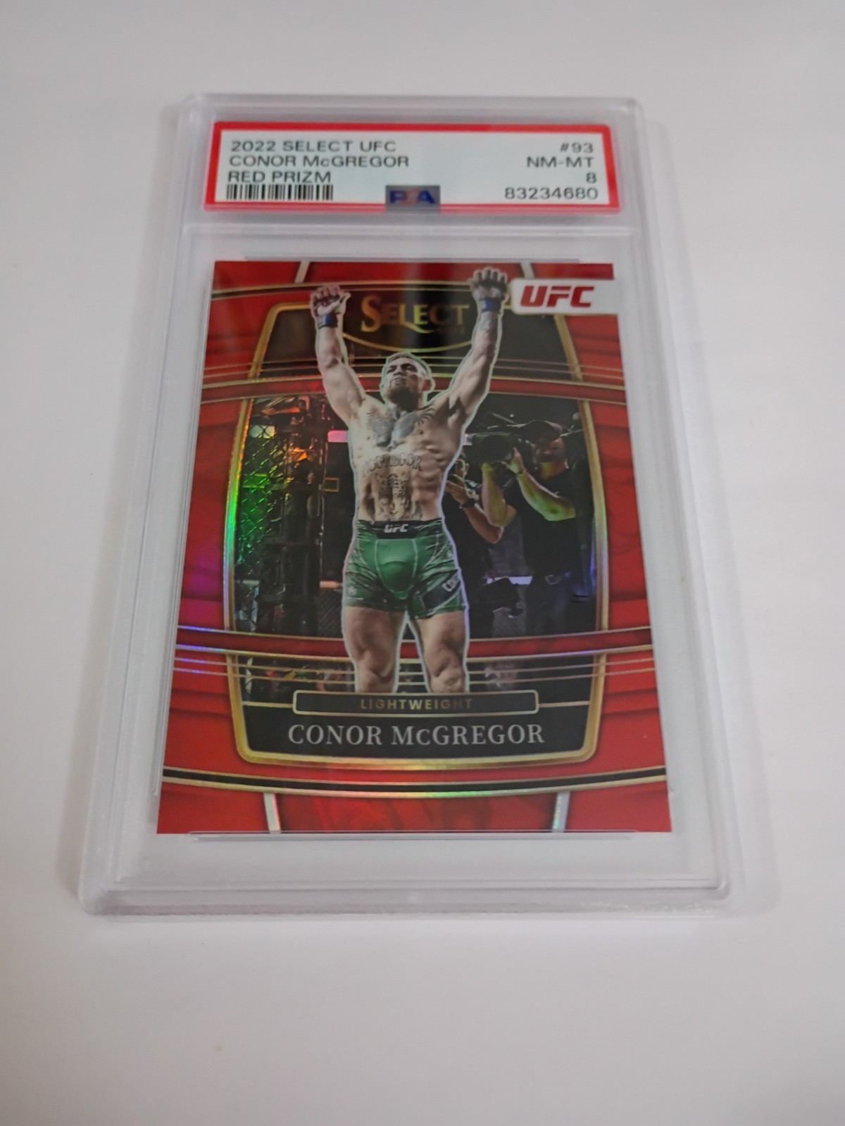2022 Panini Select UFC Red Prizm #93 Conor McGregor #66/99 PSA 8 