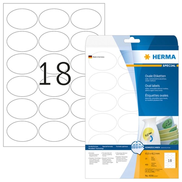 Herma Universal-Etiketten Special, 63,5 X 42,3 Mm, Weiß 1 Bis 40 Stk Spare 49%-image