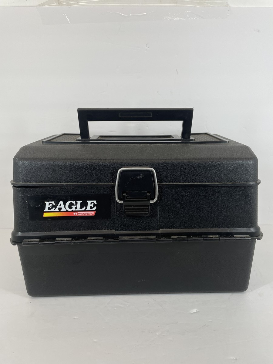 black metal tackle box Vintage Eagle Woodstream Black Cantilever Tackle Box Fishing Gear Organizer