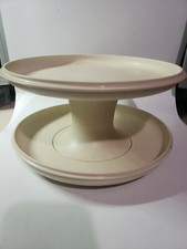Vintage Tupperware Serve It All Pedestal 1531 1532  1533 Almond Stand