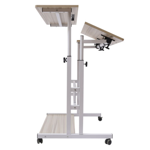 Rolling Laptop Computer Stand Table Cart Homes Desk Adjustable Angle + Height - Picture 11 of 24
