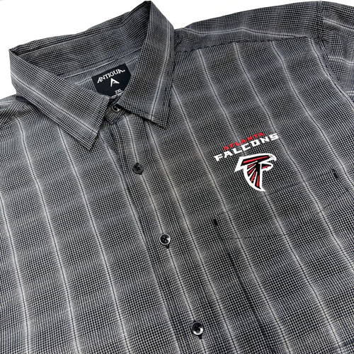 Atlanta Falcons Antigua Button Up Pocket Long Sleeve Shirt Men Size 2XL Black Ch