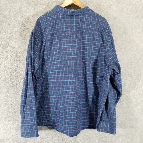 Camisa Untuckit Para Hombres 3XL XXXL Grande Azul Franela Abotonada a Cuadros - Imagen 4 de 9