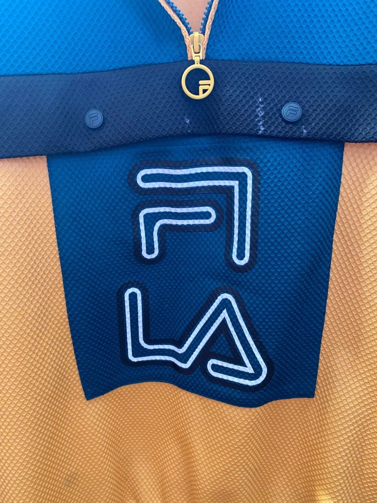 Giacca mezza zip FILA taglia media tessuto waffle piqué