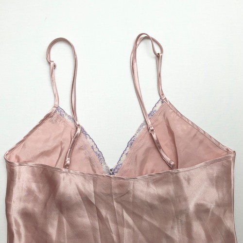 Baby Pink Lilac Satin Lingerie Slip Nightgown w/ Floral Fairy Chiffon Robe S M - Picture 11 of 24