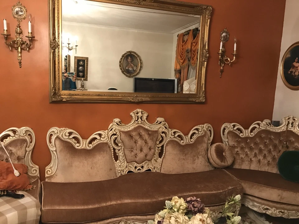 Juego de sofá/sofá rococó italiano antiguo, juego de 3 piezas Foto 3 de 3