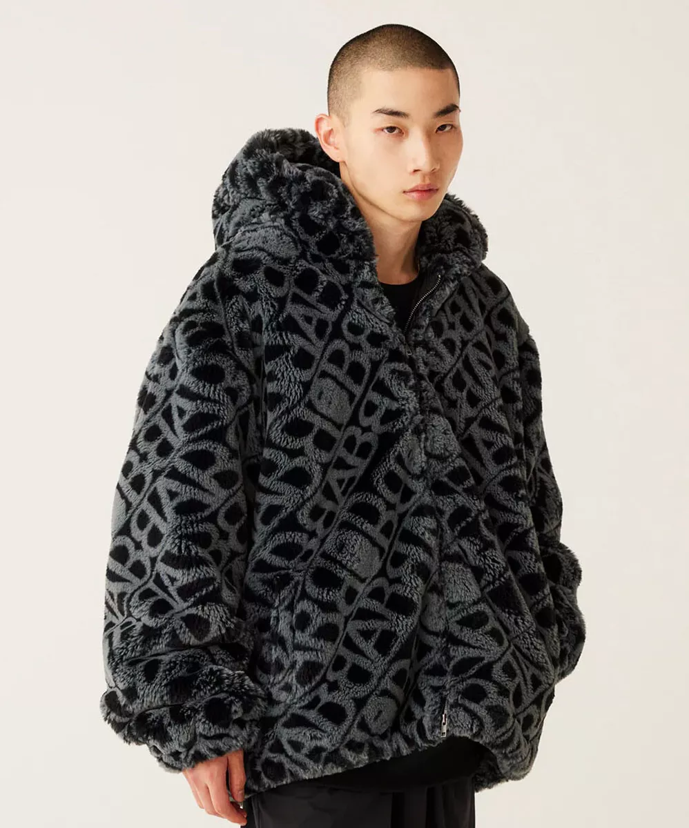 fur monogram hoodie