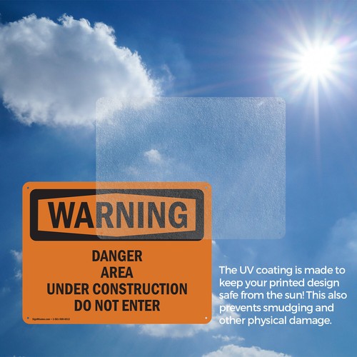 (2 Pack) Danger Area Under Construction Do Not Enter OSHA Warning Sign Decal - Imagen 7 de 22