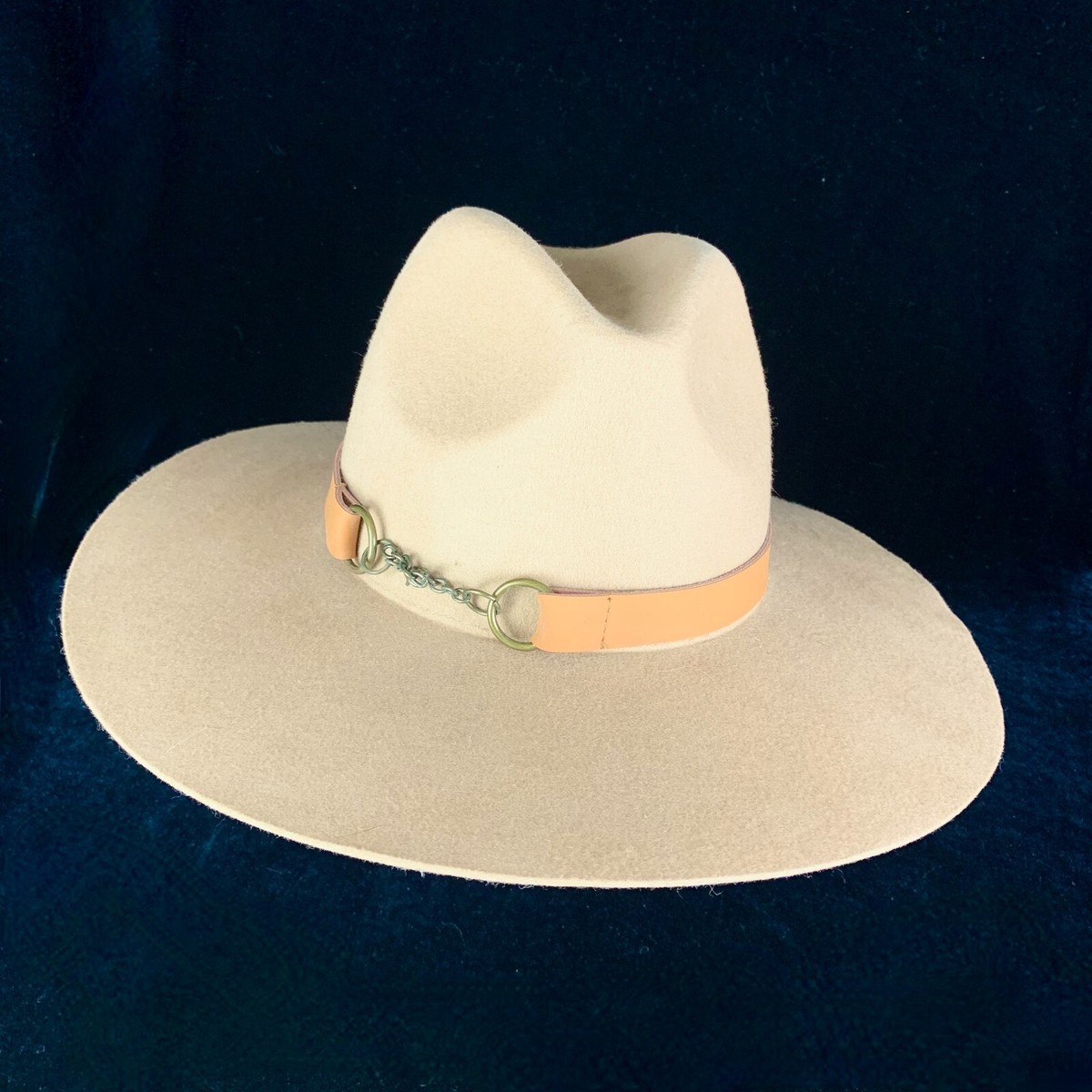 Fantastic Gigi Pip Womens XL Wide Brim Fedora Hat Beige Australian Wool Felt