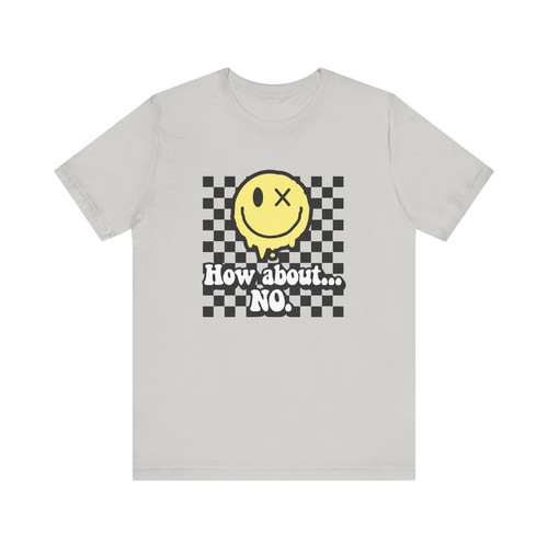T-Shirt gelbes Smiley-Gesicht How About kein Schachbrettmuster Unisex - Bild 13 von 31