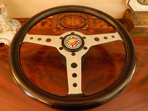 Fiat Abarth & C 500 595 Steering Wheel 1970's MOMO Vintage MONZA Leather 32 cm - Picture 5 of 21