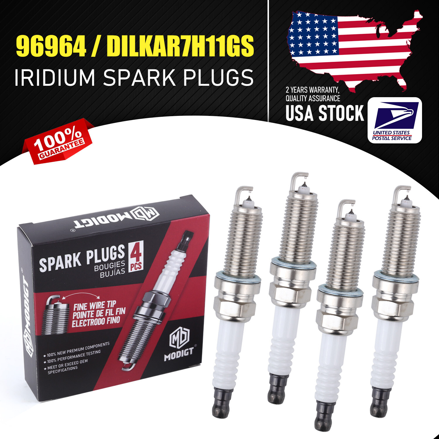 4 PCS Fit NGK 96964/12290-5A2-A01/ DILKAR7G11GS Iridium Spark Plugs for Accord