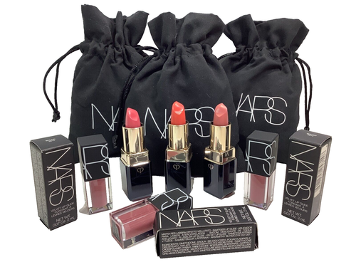Plus de 70% de réduction ! Lot de 3 rouges à lèvres Cle De Peau, NARS Lip Glides & Pochettes Lot de 6 pièces
