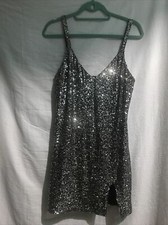 REFORMATION DRESS SIZE S SEQUINS SLEEVELESS BLACK/SILVER
