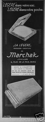 WERBUNG 1936 MARCHAK DIE LEICHTE LETZTE KREATION ZIGARETTEN- ODER PULVERDOSE