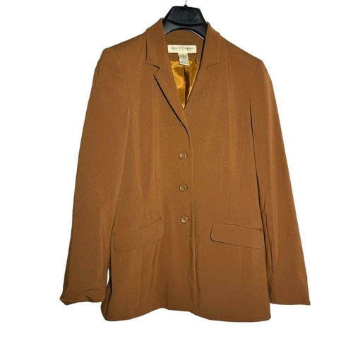 Apostrophe Blazer Womens 4 Brown Button Casual Classic Old Money Equestrian - Picture 3 of 10