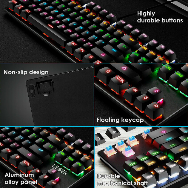 87-Key RGB Backlit Gaming Mechanical Keyboard – Wired, Full Anti-Ghosting, Durable Keypad for Precision Gaming Performance