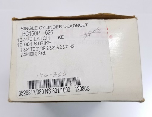 Schlage Single Cylinder Deadbolt, BC160P, 2 keys, new in box, locksmith - Picture 3 of 7