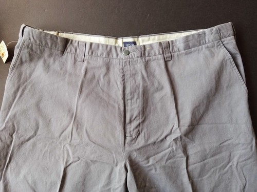 Izod Sportflex Waist Gray Plain Front Shorts 0-4 Chino 100% Cotton Twill Size 50 - Picture 2 of 17