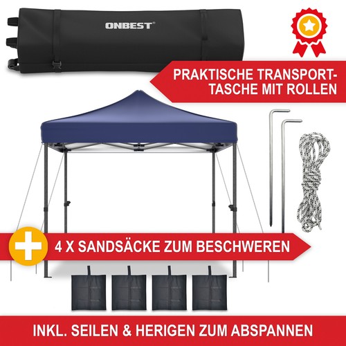 Pavillon Wasserdicht 3x3 m Popup-Design 3 Fenster UV 50+ Fest Garten Falt Zelt - Bild 8 von 28