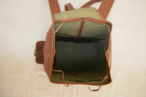 Vintage Echt Ziegenleder Rucksack Rucksack Gepäck Wandern Camping Reisetasche - Bild 6 von 7