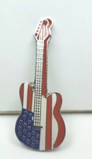 AMERICAN FLAG PATRIOTIC Guitar - hat pin , tie tac , lapel pin