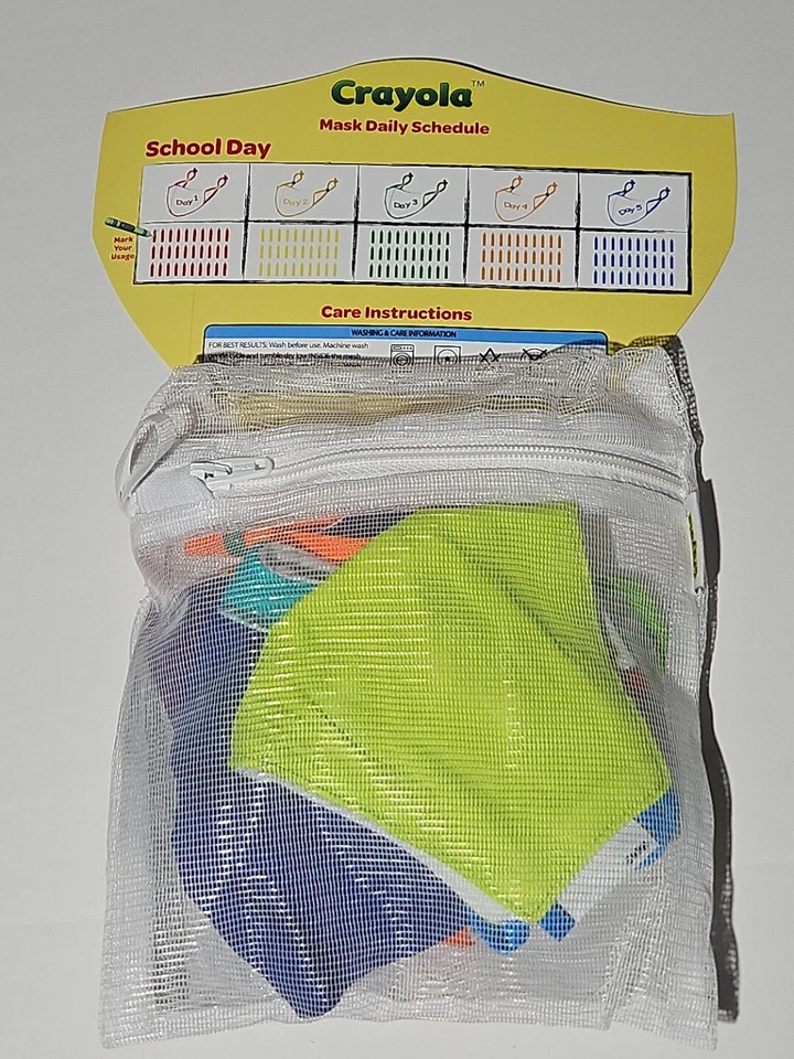 Máscara facial de tela Crayola para niños con 1 bolsas de lavandería de malla (un paquete de 5 máscaras) Foto 3 de 4