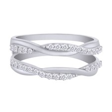 10k White Gold 1/2 ct Solitaire Enhancer Natural Diamond Ring Guard Wedding Band