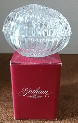 Gorham Chantilly Clear Crystal Egg Trinket Box Starburst 2 Piece New In Box
