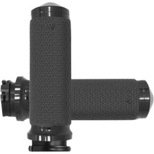 Avon Medium Memory Foam Grips Black Round Cap for Harley Cable Throttle 84-17