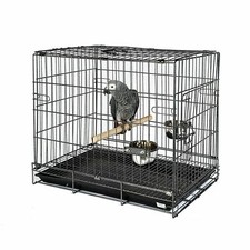 Premium Parrot Travel Carry Cage With Bowls & Wooden Perch - Birds - Black