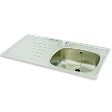 Kitchen Sink Metal Left Hand Drain Stainless Steel Carron Phoenix 101.0065.948