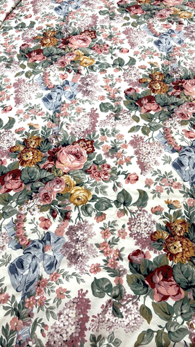 Ralph Lauren ALLISON Blue Ribbon Floral Roses Reversible King Comforter as is