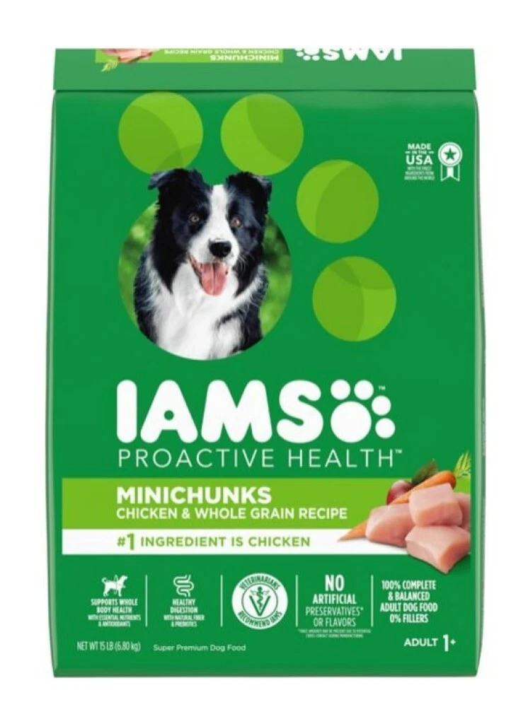 Iams ProActive Health MiniChunks Chicken Whole Grain Recipe Dry Dog Food 15 lb