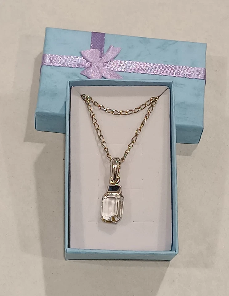 collana ciondolo cristallo austriaco trasparente catenina metallo rodiato - Immagine 2 di 3