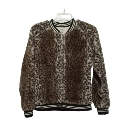 Art Class Girl's Leopard Print Faux Fur Zip Up Jacket Size XL 14/16 - Picture 8 of 9