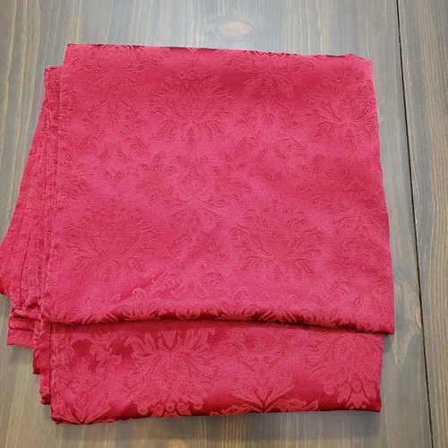 Red Jacquard Tablecloth 100x55.5" Botanical Sateen Holidays Harvest Valentine - Picture 9 of 10