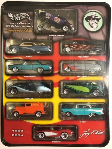 Hot Wheels Larry Wood's 35 Anniversary 10 Auto Set! 1969-2004! Fabrik versiegelt!