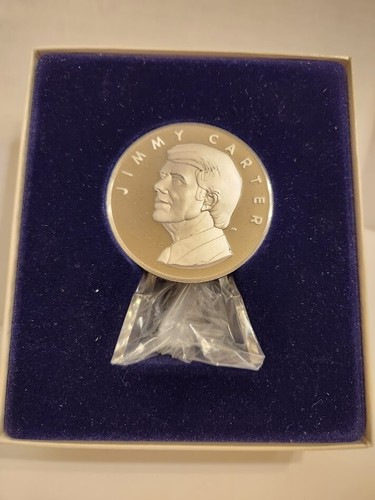 1977 Jimmy Carter .999 Fine Silver & Bronze Presidential Inaugural Medal Set - Picture 6 of 6