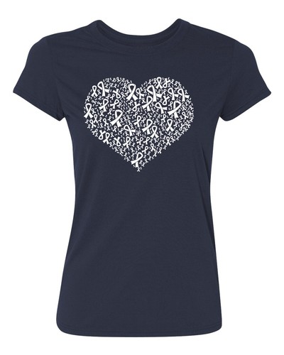 White Heart Breast Cancer Awareness Women's T-Shirt - Picture 4 of 27