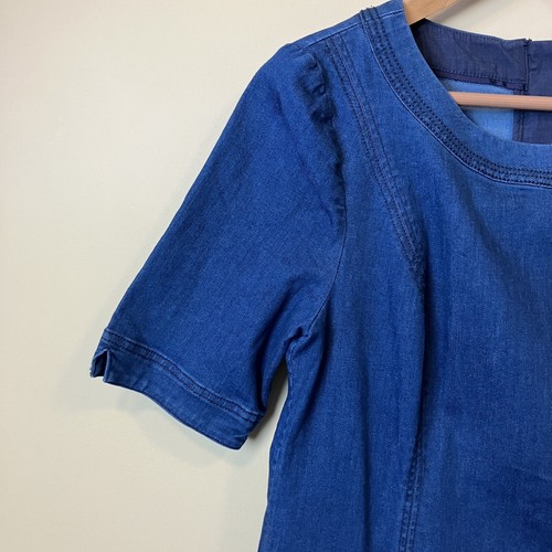 Boden Alice blau Denim Reißverschluss hinten Kurzarm Etui-Kleid neu mit Etikett Damen US 8R - Bild 4 von 11