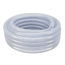 1" x 25' - Flexible PVC Water Suction & Discharge Hose - Clear w/White Helix