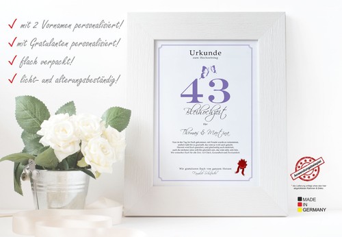 Hochzeitstag Geschenk Urkunde 1-80 Hochzeitstag Ehejubiläum wählbar - Bild 303 von 567