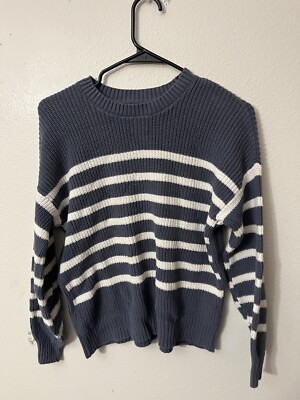 Hollister Women's Blue Striped Knit Sweater Size XS