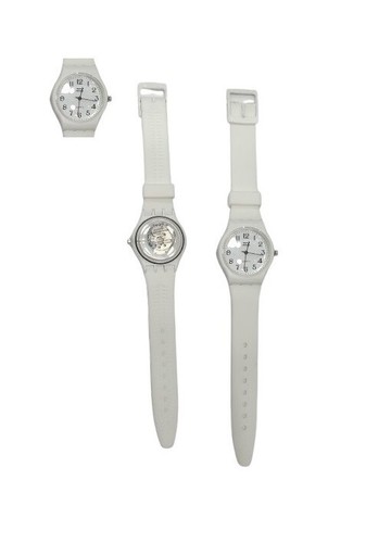 1 Montre Blanche Boîtier 3,5Cm Détention Prison Transparente À L'Arrière - Picture 1 of 2