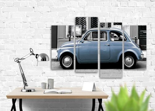 Fiat 500 retro italiano icónico coche estampado de lona dividido - Imagen 19 de 56