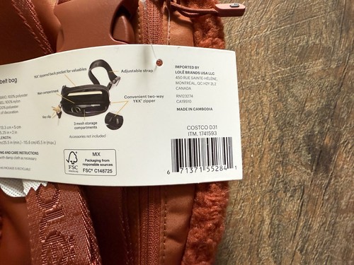 Lolë Unisex Fleece Gürteltasche, braun, Einheitsgröße - Bild 3 von 3
