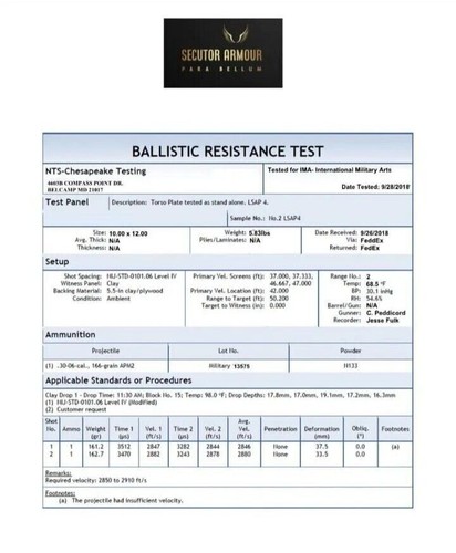 NIJ Level 4 Composite Polyethylene- Alu-Oxide Ballistc Strike Plates V50-VPAM9 - Picture 10 of 11