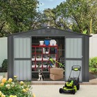 Outdoor Storage Shed 10'x 8' Metal Garden Shed w/Lockable Door for Patio